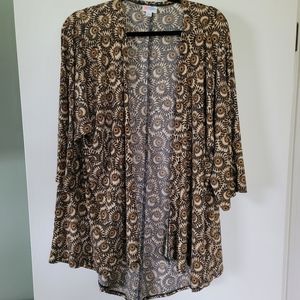 LuLaRoe Lindsay Kimono Cardigan Size L Beautiful Print like new